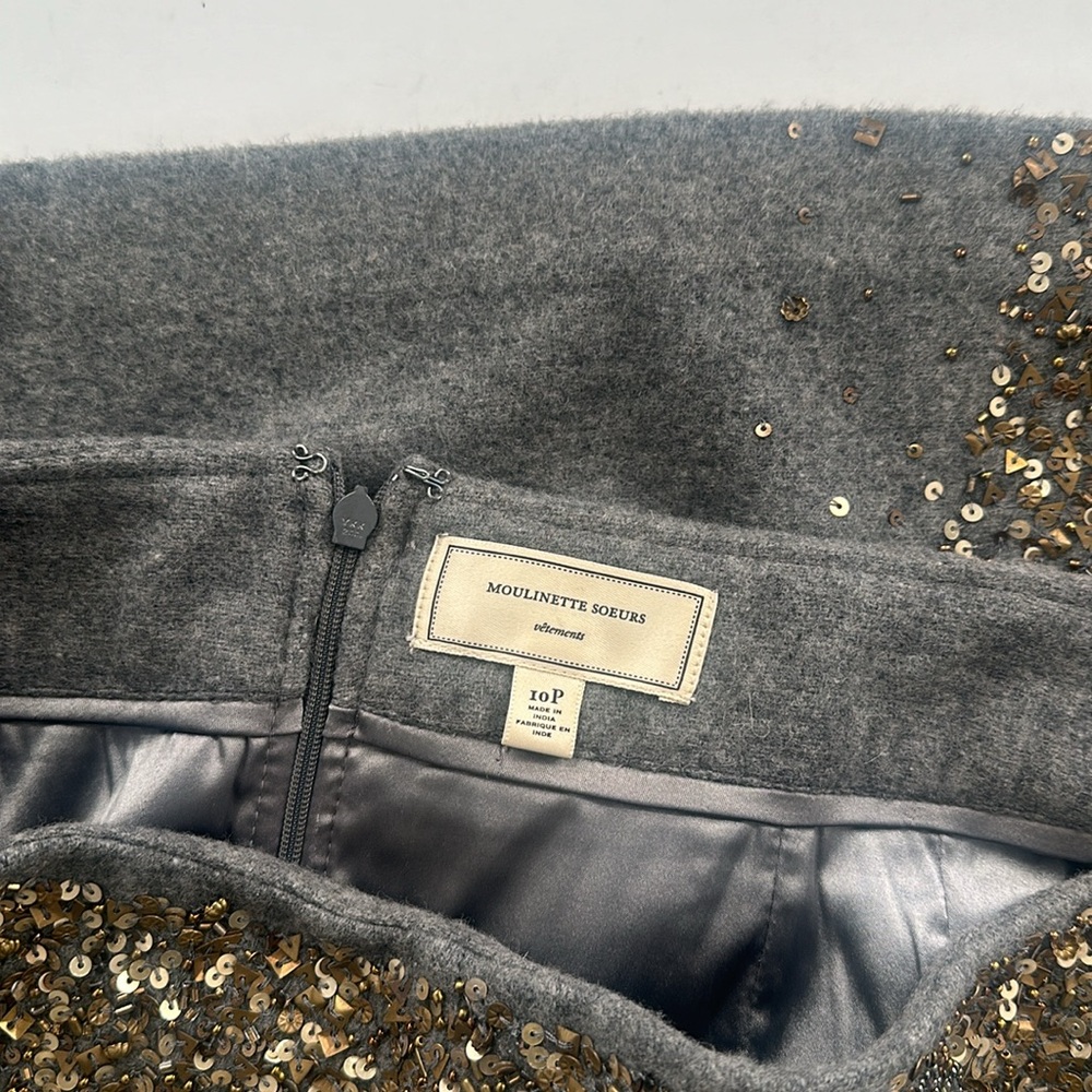Anthropologie Moulinette Soeurs Beaded Felt Skirt SIZE 10P A-line Exquisite EUC - Picture 8 of 11